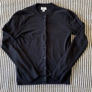 J crew classic black cardigan 100% cotton xs